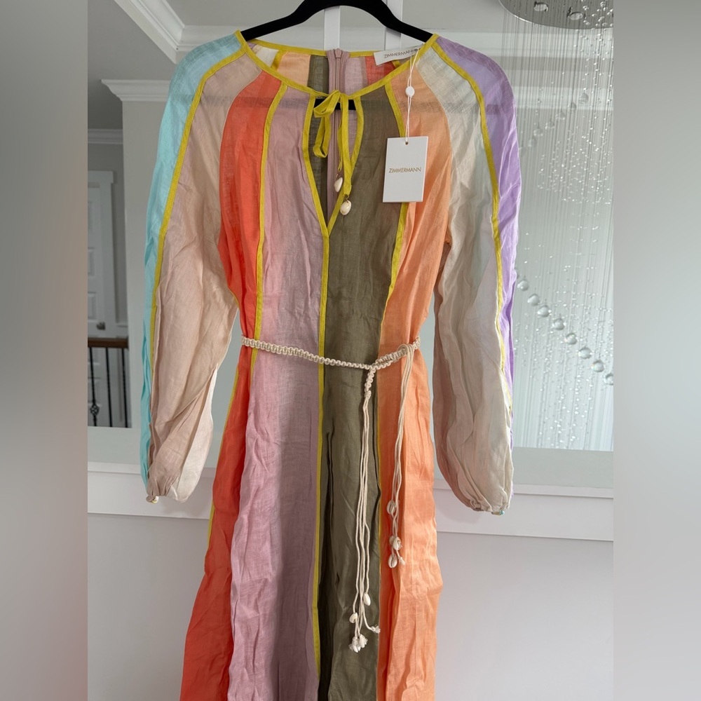 Zimmermann Multicolor Panel Dress with Balloon Sleeves - Picture 6 of 8